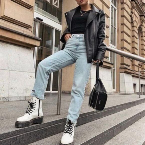 !! RESTOCKED !! White Vegan Leather Lace Up Combat Boots - Picture 3 of 11